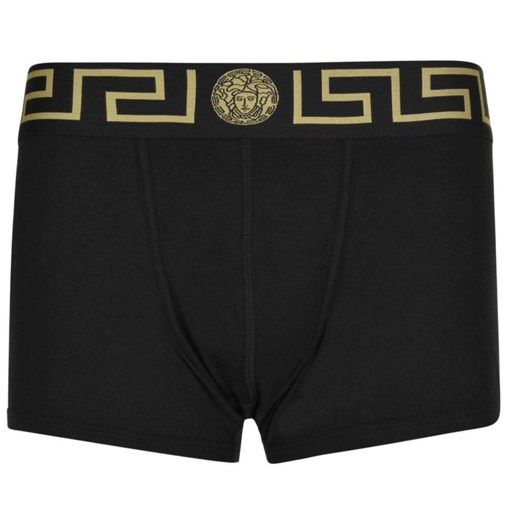 Versace Mens Iconic Cotton Blend Boxer Shorts / Black